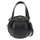 GUCCI Basketball Shape Hand Bag Leather 2way Black Gold 547855 Auth 182676SAM-13