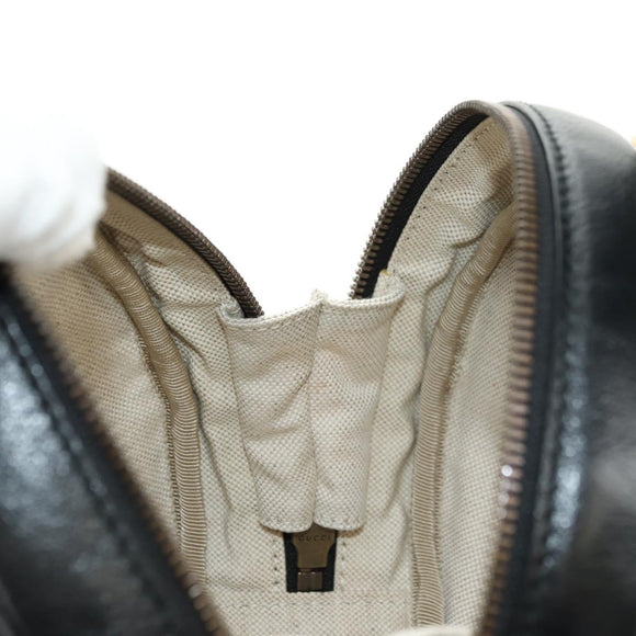 GUCCI Basketball Shape Hand Bag Leather 2way Black Gold 547855 Auth 182676SAM