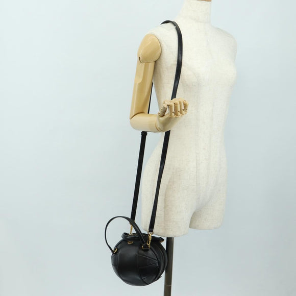 GUCCI Basketball Shape Hand Bag Leather 2way Black Gold 547855 Auth 182676SAM