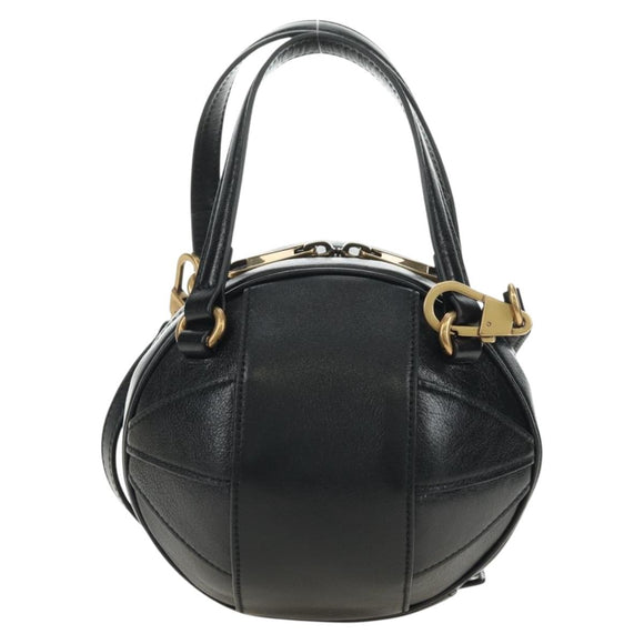GUCCI Basketball Shape Hand Bag Leather 2way Black Gold 547855 Auth 182676SAM