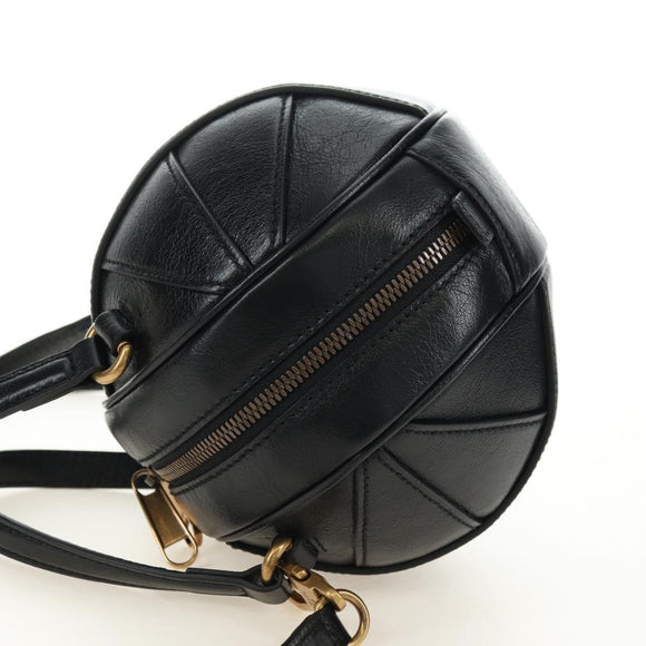 GUCCI Basketball Shape Hand Bag Leather 2way Black Gold 547855 Auth 182676SAM