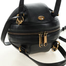 GUCCI Basketball Shape Hand Bag Leather 2way Black Gold 547855 Auth 182676SAM-6