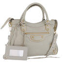 BALENCIAGA Edge Town Hand Bag Leather 2way Gray Gold 390149 Auth 182677SAM-1