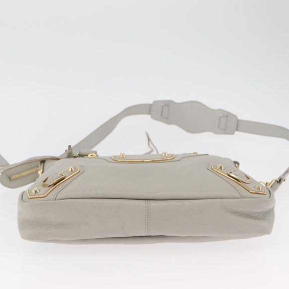 BALENCIAGA Edge Town Hand Bag Leather 2way Gray Gold 390149 Auth 182677SAM