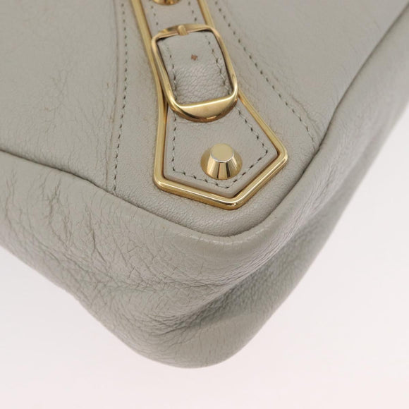 BALENCIAGA Edge Town Hand Bag Leather 2way Gray Gold 390149 Auth 182677SAM