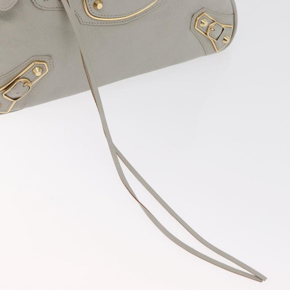 BALENCIAGA Edge Town Hand Bag Leather 2way Gray Gold 390149 Auth 182677SAM