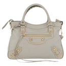 BALENCIAGA Edge Town Hand Bag Leather 2way Gray Gold 390149 Auth 182677SAM-13