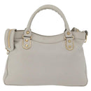 BALENCIAGA Edge Town Hand Bag Leather 2way Gray Gold 390149 Auth 182677SAM-2