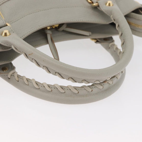 BALENCIAGA Edge Town Hand Bag Leather 2way Gray Gold 390149 Auth 182677SAM