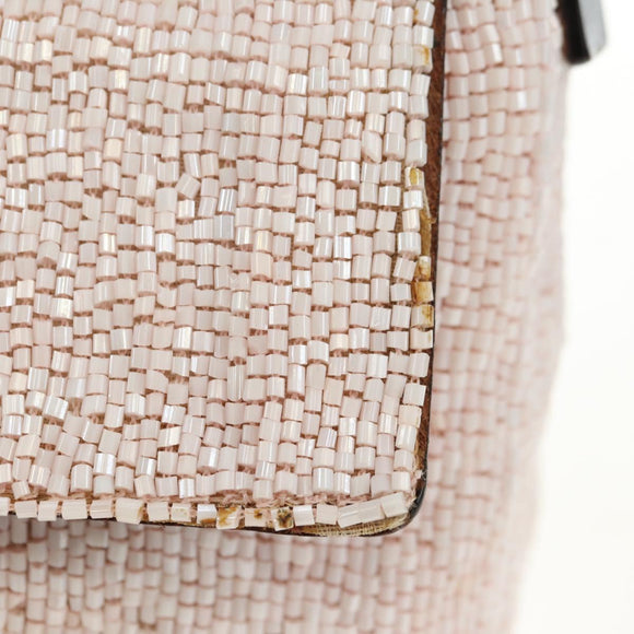 FENDI beads Mamma Baguette Shoulder Bag Beads Pink Silver Auth 182678SAM