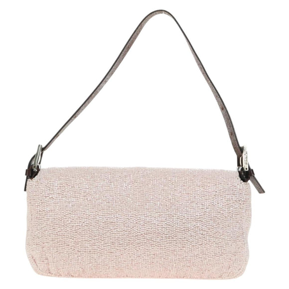 FENDI beads Mamma Baguette Shoulder Bag Beads Pink Silver Auth 182678SAM