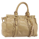 Miu Miu Hand Bag Leather 2way Beige Gold Auth 182679SAM-1