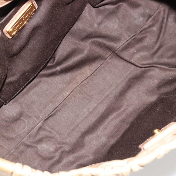 Miu Miu Hand Bag Leather 2way Beige Gold Auth 182679SAM