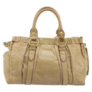Miu Miu Hand Bag Leather 2way Beige Gold Auth 182679SAM-13