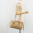 Miu Miu Hand Bag Leather 2way Beige Gold Auth 182679SAM-27