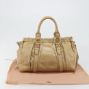 Miu Miu Hand Bag Leather 2way Beige Gold Auth 182679SAM-12