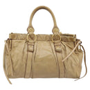 Miu Miu Hand Bag Leather 2way Beige Gold Auth 182679SAM-2