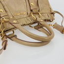 Miu Miu Hand Bag Leather 2way Beige Gold Auth 182679SAM-7
