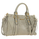 Miu Miu Hand Bag Leather 2way Green Gold Auth 182681SAM-1