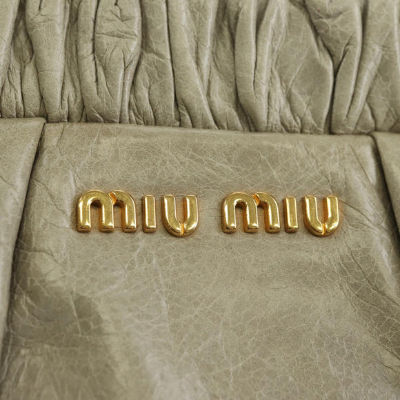 Miu Miu Hand Bag Leather 2way Green Gold Auth 182681SAM