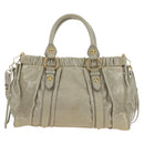 Miu Miu Hand Bag Leather 2way Green Gold Auth 182681SAM-2