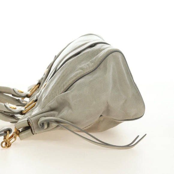 Miu Miu Hand Bag Leather 2way Green Gold Auth 182681SAM