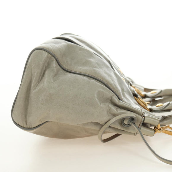 Miu Miu Hand Bag Leather 2way Green Gold Auth 182681SAM