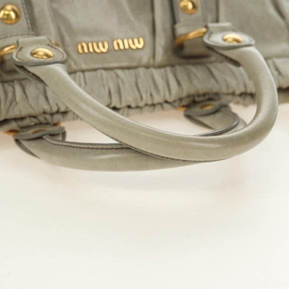 Miu Miu Hand Bag Leather 2way Green Gold Auth 182681SAM