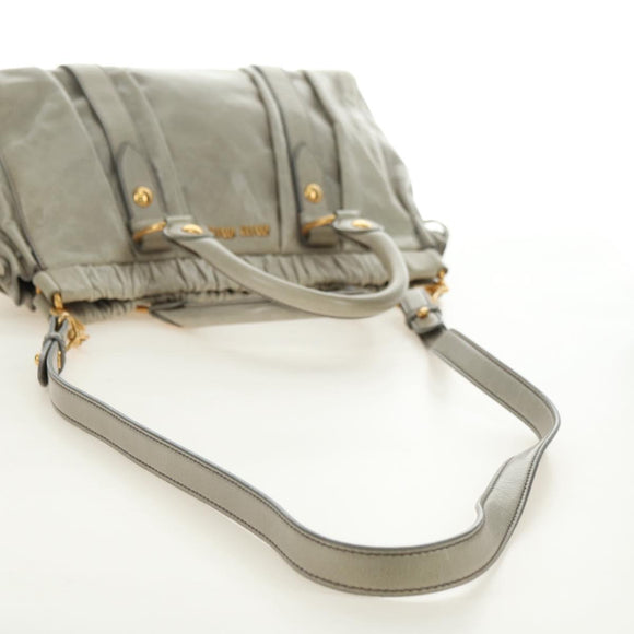 Miu Miu Hand Bag Leather 2way Green Gold Auth 182681SAM