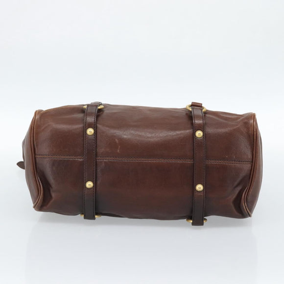 Miu Miu Hand Bag Leather 2way Brown Gold Auth 182682SAM