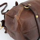 Miu Miu Hand Bag Leather 2way Brown Gold Auth 182682SAM-13