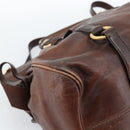 Miu Miu Hand Bag Leather 2way Brown Gold Auth 182682SAM-15