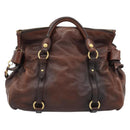 Miu Miu Hand Bag Leather 2way Brown Gold Auth 182682SAM-3