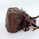 Miu Miu Hand Bag Leather 2way Brown Gold Auth 182682SAM-5
