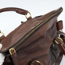 Miu Miu Hand Bag Leather 2way Brown Gold Auth 182682SAM-6
