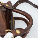 Miu Miu Hand Bag Leather 2way Brown Gold Auth 182682SAM-8