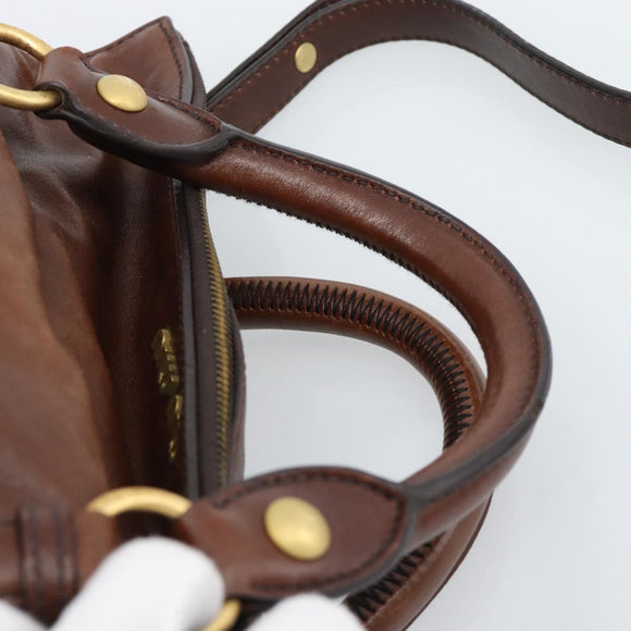 Miu Miu Hand Bag Leather 2way Brown Gold Auth 182682SAM