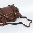 Miu Miu Hand Bag Leather 2way Brown Gold Auth 182682SAM-9