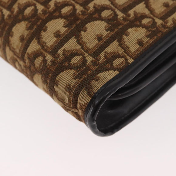 Christian Dior Trotter Canvas Shoulder Bag Beige Gold Auth 182688