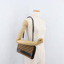 Christian Dior Trotter Canvas Shoulder Bag Beige Gold Auth 182688-23
