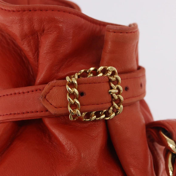 CHANEL Matelassé Chain Handtasche Lammleder Orange Gold CC Auth 182691A