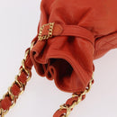 CHANEL Matelassé Chain Handtasche Lammleder Orange Gold CC Auth 182691A-6
