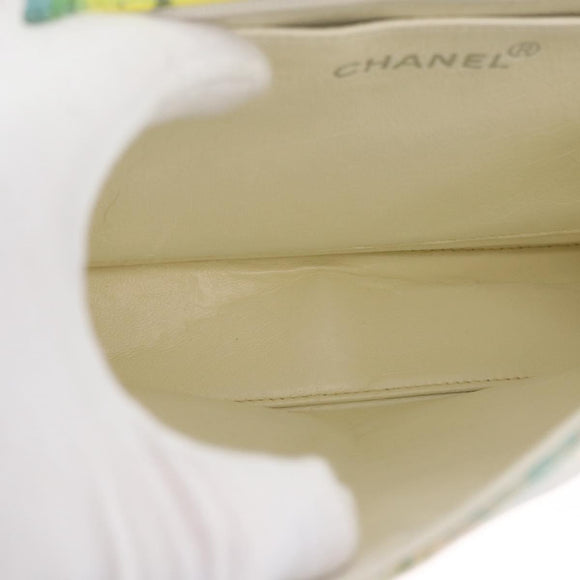CHANEL Matelasse Chain Shoulder Bag Cotton Multicolor Silver CC Auth 182692SAV