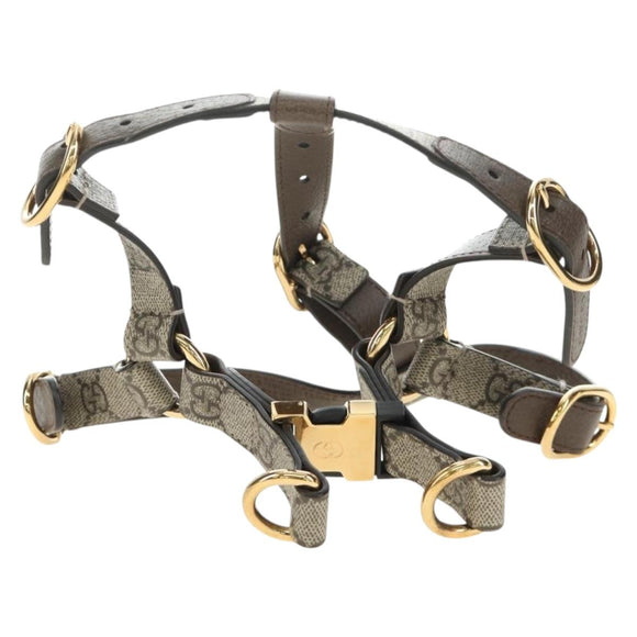 GUCCI GG Supreme Pet Harness Coat Set PVC Beige Gold 692963 Auth 182693V