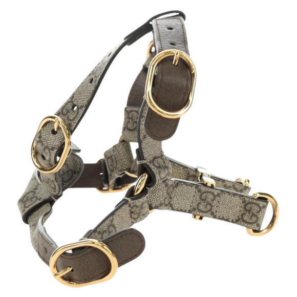 GUCCI GG Supreme Pet Harness Coat Set PVC Beige Gold 692963 Auth 182693V