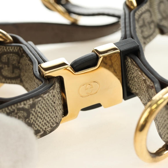 GUCCI GG Supreme Pet Harness Coat Set PVC Beige Gold 692963 Auth 182693V