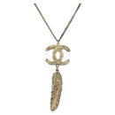 CHANEL COCO Mark Necklace metal Gold Tone CC Auth 182696M-1