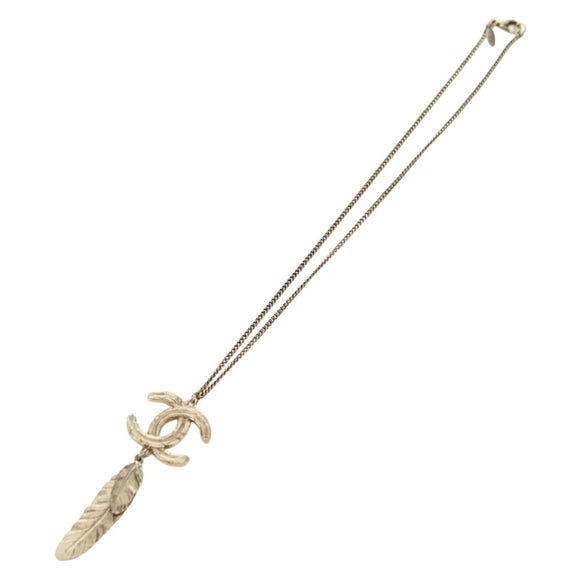 CHANEL COCO Mark Necklace metal Gold Tone CC Auth 182696M