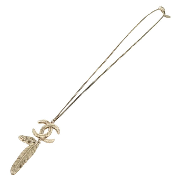 CHANEL COCO Mark Necklace metal Gold Tone CC Auth 182696M