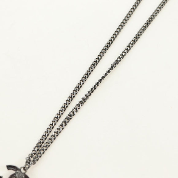 CHANEL COCO Mark Necklace metal Black CC Auth 182697M